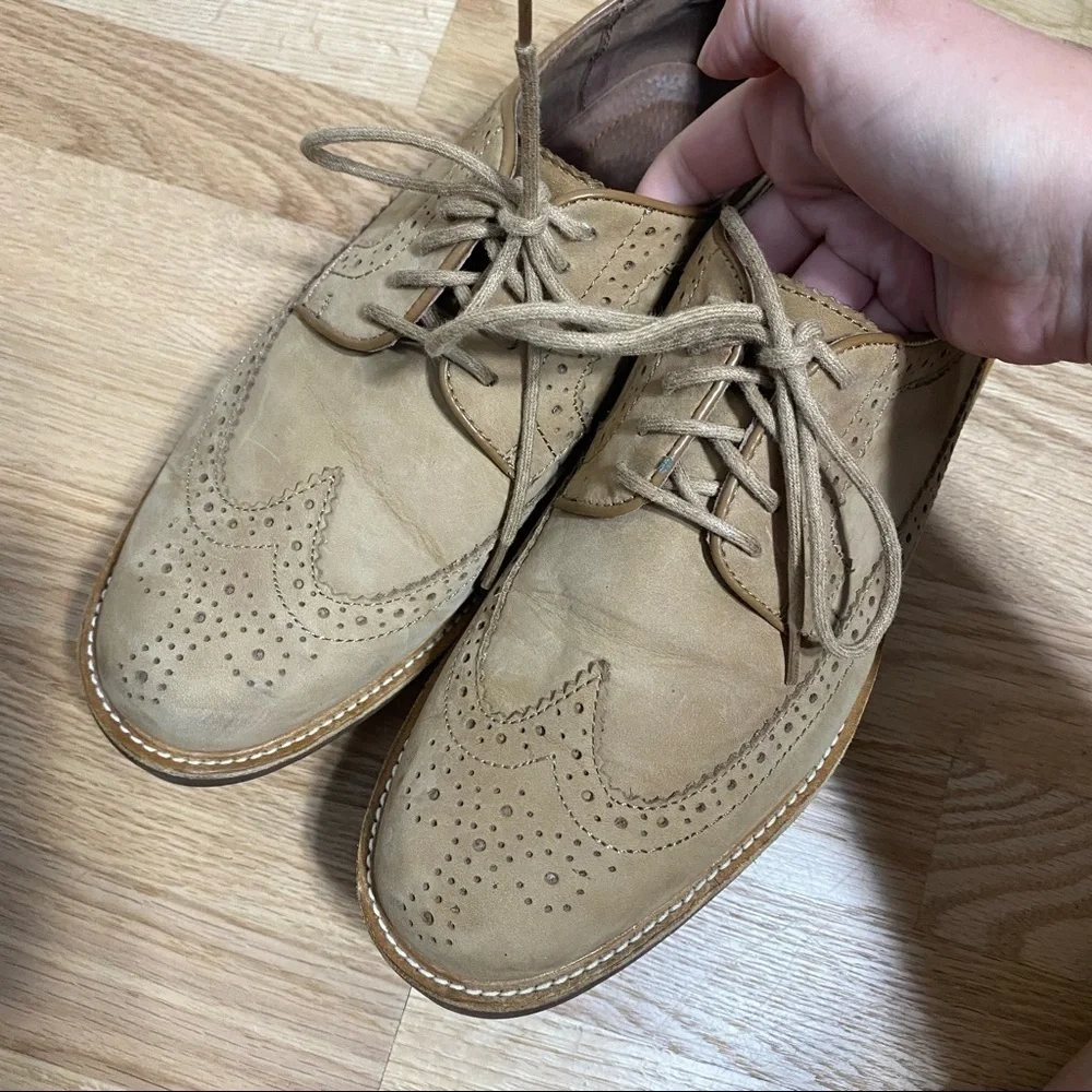 Lands End Tan Wingtip Oxford Shoes Sz 9 Men’s Work Career Dress